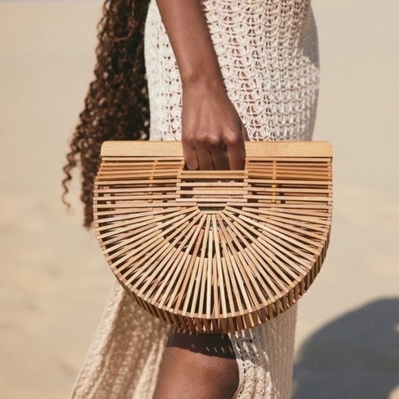 Cult Gaia Large Bamboo Ark Bag Natural Top Handle Bag - Picture 4 of 15